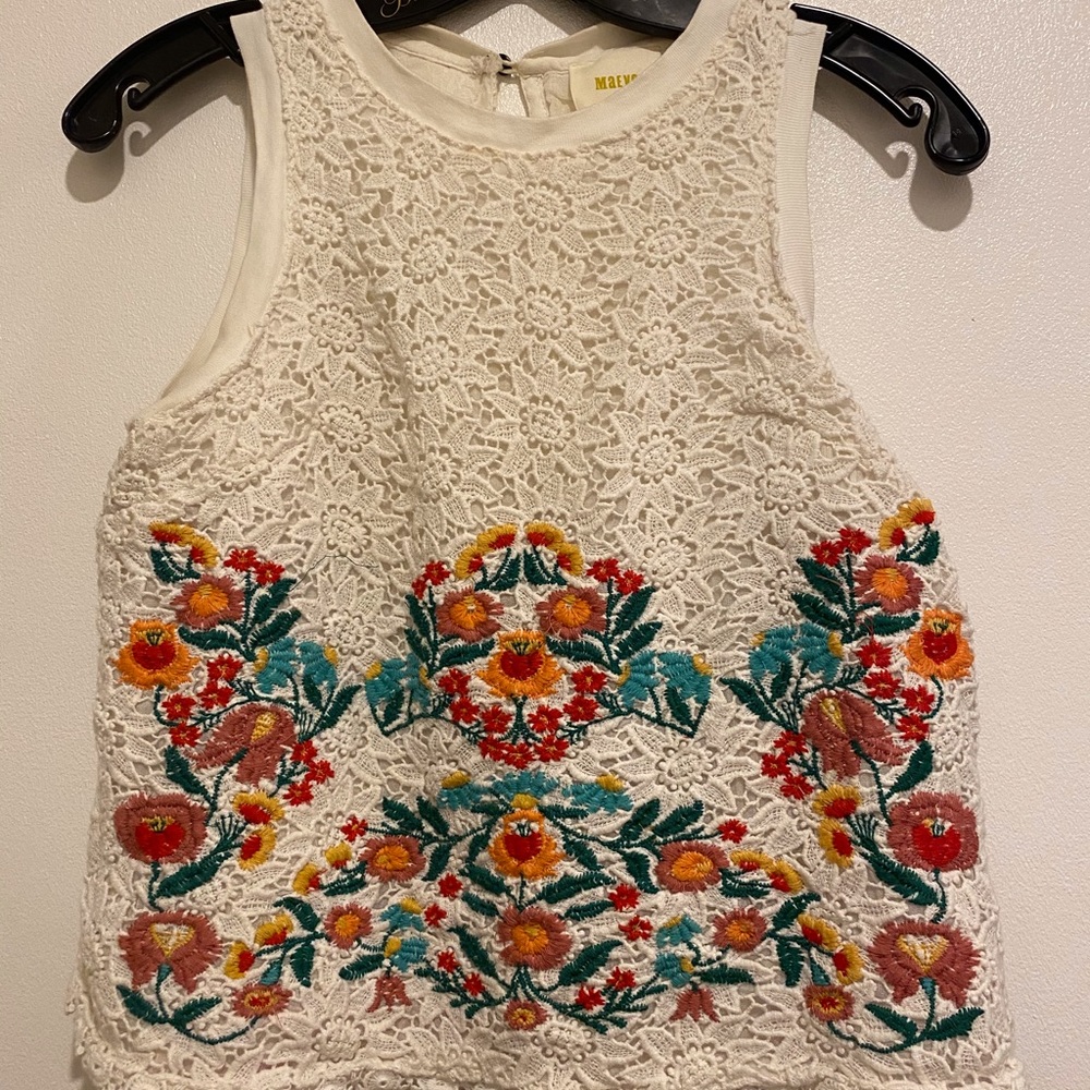 Anthropologie Maeve XSP sleeveless lace top